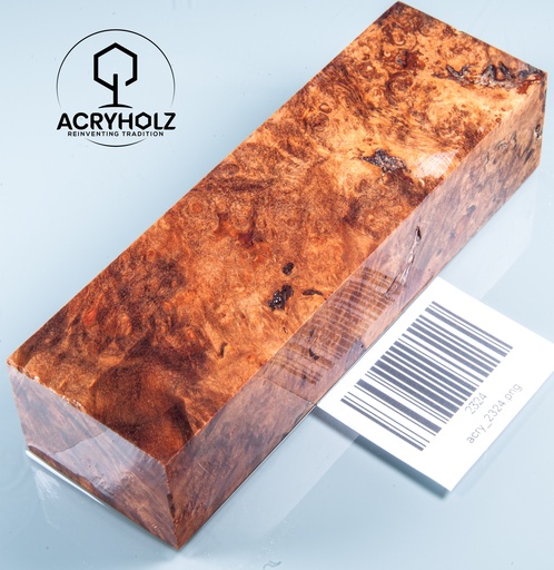 [2324] Ahorn Maser Griffblock stabilisiert | 130x40x30 | acryholz | 2324