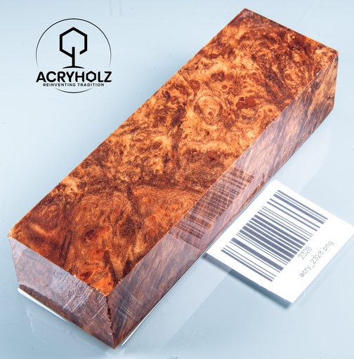 [2328] Ahorn Maser Griffblock stabilisiert | 130x40x30 | acryholz | 2328