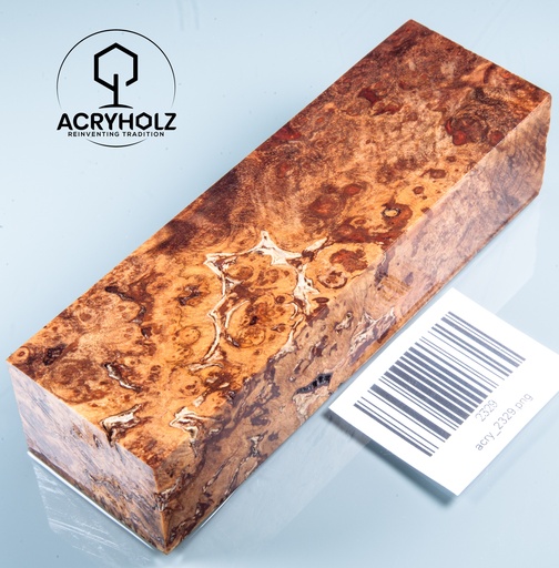 [2329] Ahorn Maser Griffblock stabilisiert | 130x40x30 | acryholz | 2329