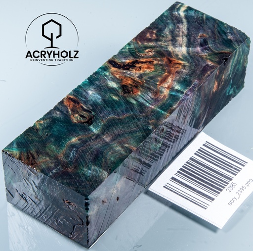 [2395] Pappel Maser stabilisiert Griffblock | 120x40x30| ACRYHOLZ | Messergriff 2395