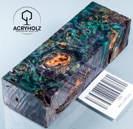 [2396] Pappel Maser stabilisiert Griffblock | 120x40x30| ACRYHOLZ | Messergriff 2396