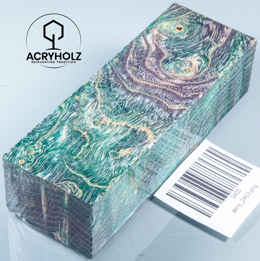 [2403] Esche Maser Griffblock stabilisiert | 120x40x30 | acryholz | 2403