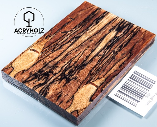 [2434] Haya Spalted Estabilizado Cachas | 120x40x10 | Mango de Cuchillo 2434
