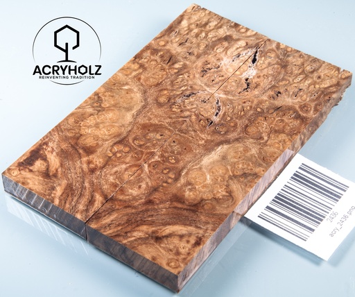 [2436] Walnuss Maser Griffschalen stabilisiert | 130x40x10 | acryholz | Messergriff | 2436