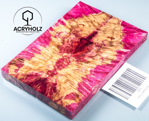 [2444] Radica di Box Elder Stabilizzato | acryholz | 130x40x10 | Coppia di Guancette 2444