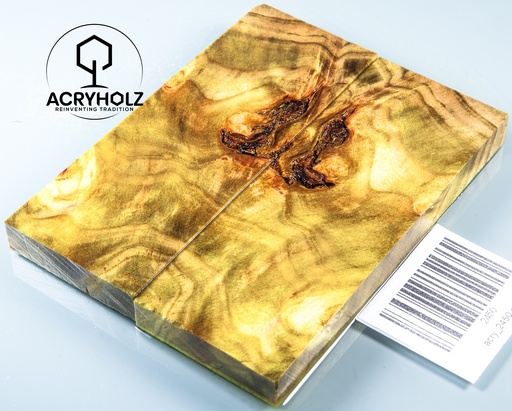 [2450] Pappel Griffschalen stabilisiert | 120x45x10| ACRYHOLZ | Messer | Griffholz 2450