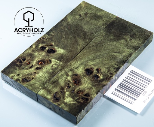 [2455] Pappel Griffschalen stabilisiert | 124x40x10| ACRYHOLZ | Messer | Griffholz 2455