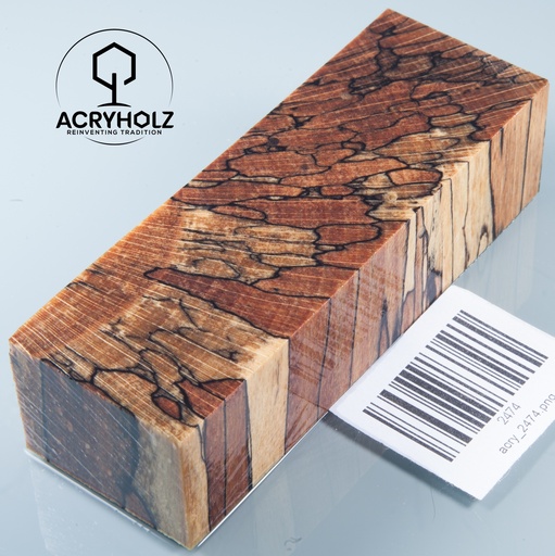 [2474] Buche gestockt stabilisiert Griffblock | 120x40x30 | Messergriff 2474