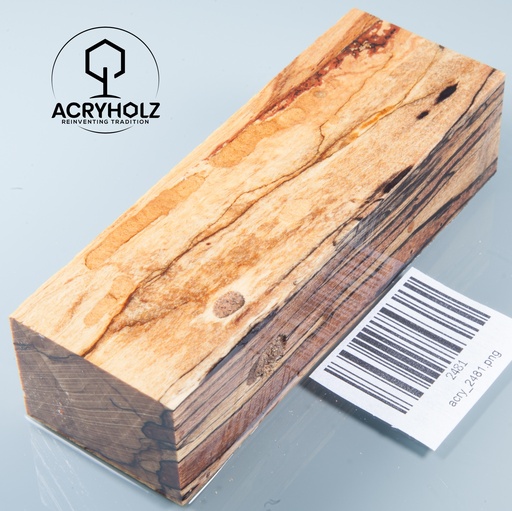 [2481] Beech Spalted Stabilized Handle Block | 120x40x30 | Knife Handle 2481