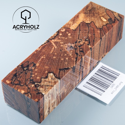[2485] Beech Spalted Stabilized Handle Block | 140x40x30 | Knife Handle 2485