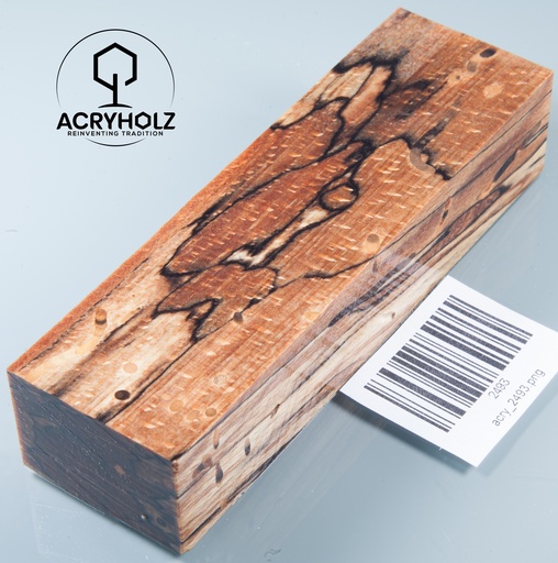 [2493] Beech Spalted Stabilized Handle Block | 140x40x30 | Knife Handle 2493