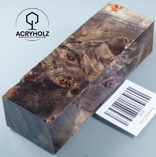 [2509] Pappel Maser stabilisiert Griffblock | 130x45x35| ACRYHOLZ | Messergriff 2509