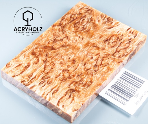 [2540] Birke Maser Griffschalen stabilisiert | 120x40x10 | acryholz | Messergriff | 2540