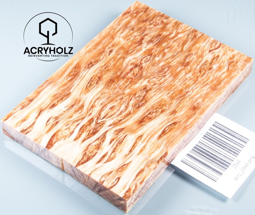 [2544] Birke Maser Griffschalen stabilisiert | 120x40x10 | acryholz | Messergriff | 2544