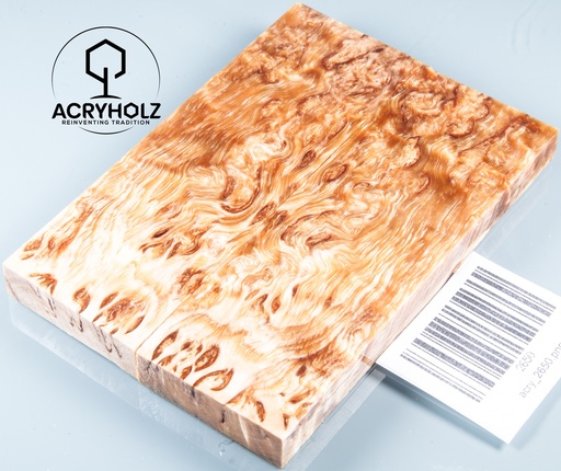 [2650] Birke Maser Griffschalen stabilisiert | 120x40x10 | acryholz | Messergriff | 2650