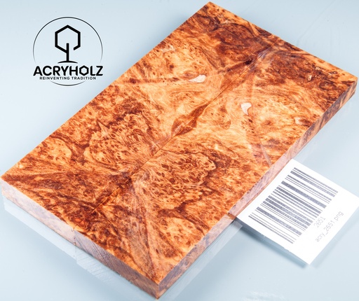 [2651] Radica di Acero Guancette per Manico Stabilizzato | 140x40x10 | acryholz | Manico per Coltello | 2651
