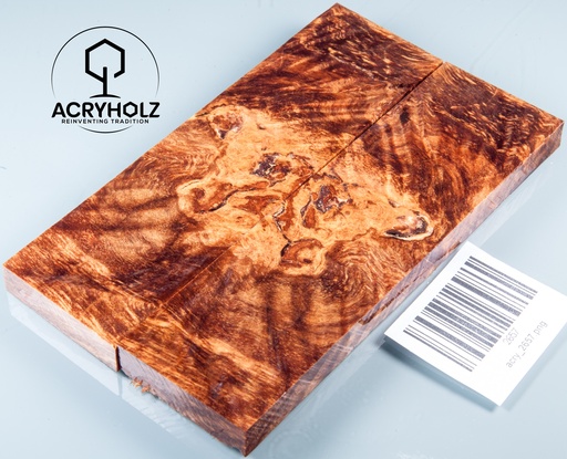 [2657] Radica di Acero Guancette per Manico Stabilizzato | 140x40x10 | acryholz | Manico per Coltello | 2657