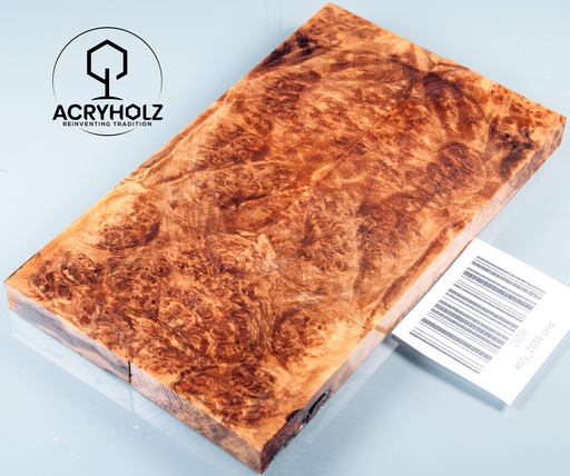 [2659] Ahorn Maser Griffschalen stabilisiert | 140x40x10 | acryholz | Messergriff | 2659