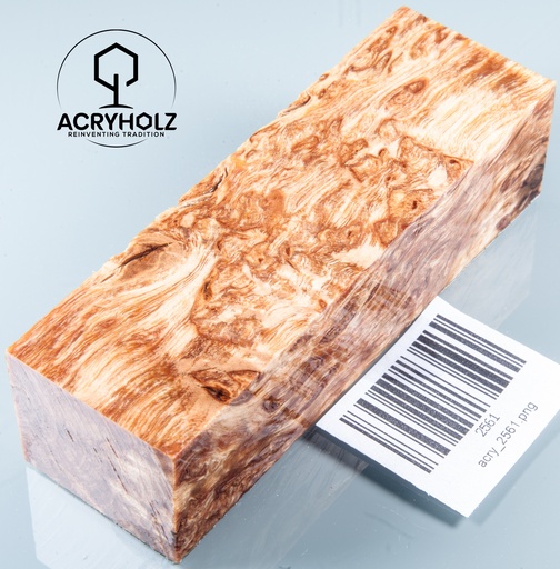 [2561] Betulla Careliana Stabilizzato | 120x40x30 | acryholz | Materiale per Manico | 2561