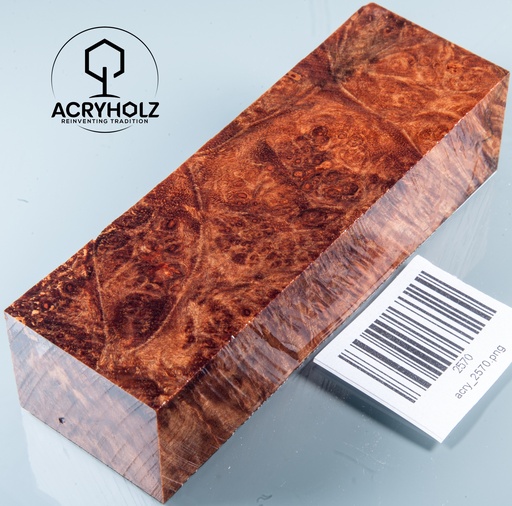[2570] Ahorn Maser Griffblock stabilisiert | 130x40x30 | acryholz | 2570