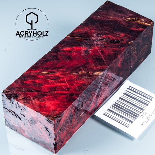 [2583] Pappel Maser stabilisiert Griffblock | 120x40x30| ACRYHOLZ | Messergriff 2583
