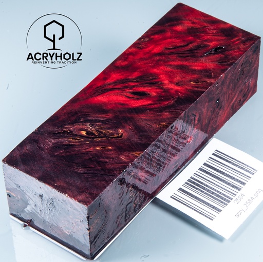 [2584] Pappel Maser stabilisiert Griffblock | 120x40x30| ACRYHOLZ | Messergriff 2584