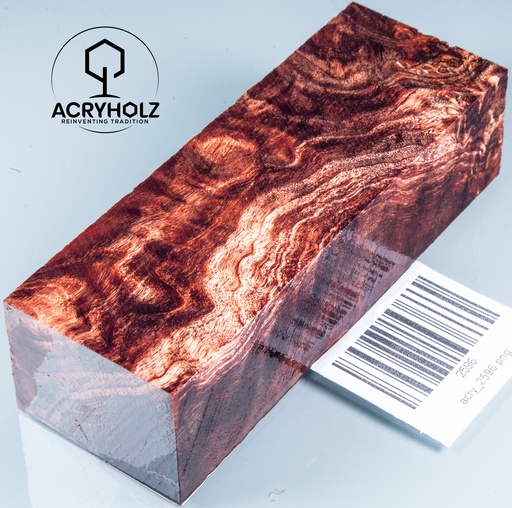 [2596] Pappel Maser stabilisiert Griffblock | 120x40x30| ACRYHOLZ | Messergriff 2596