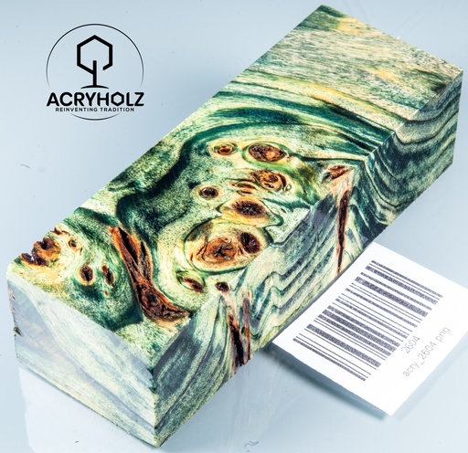 [2604] Pappel Maser stabilisiert Griffblock | 120x40x30| ACRYHOLZ | Messergriff 2604
