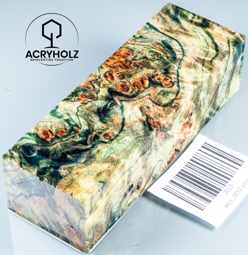 [2612] Pappel Maser stabilisiert Griffblock | 120x40x30| ACRYHOLZ | Messergriff 2612