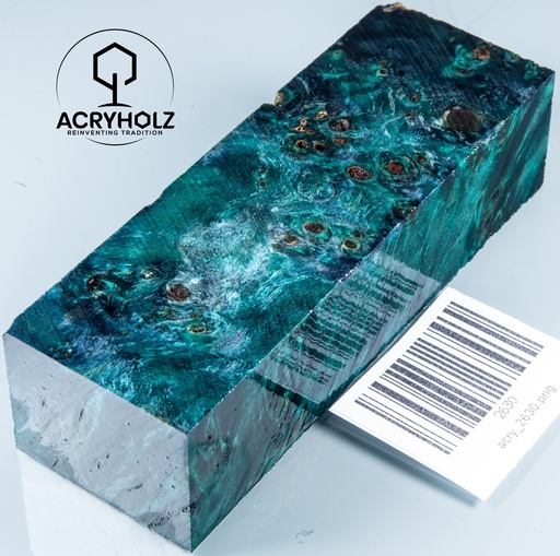 [2630] Pappel Maser stabilisiert Griffblock | 120x40x30| ACRYHOLZ | Messergriff 2630
