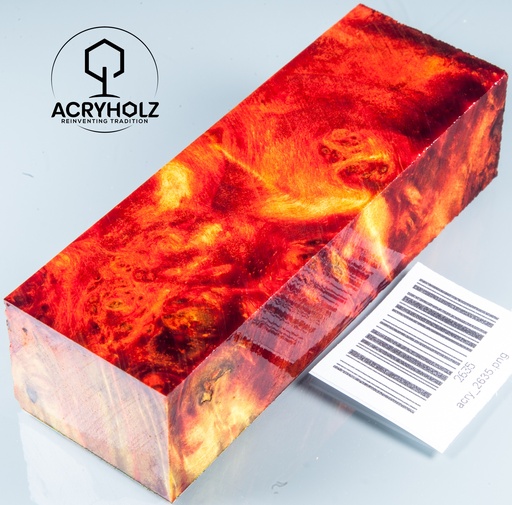 [2635] Pappel Maser stabilisiert Griffblock | 120x40x30| ACRYHOLZ | Messergriff 2635
