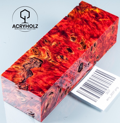 [2637] Pappel Maser stabilisiert Griffblock | 120x40x30| ACRYHOLZ | Messergriff 2637