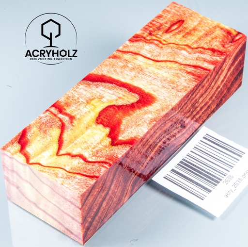 [2638] Pappel Maser stabilisiert Griffblock | 120x40x30| ACRYHOLZ | Messergriff 2638