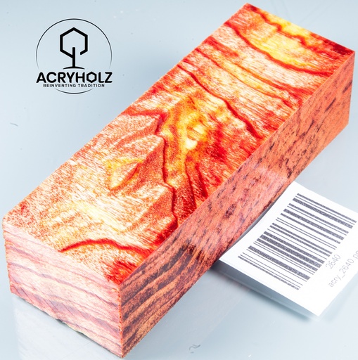 [2640] Poplar Burl Stabilized Handle Block | 120x40x30 | ACRYHOLZ | Knife Handle 2640