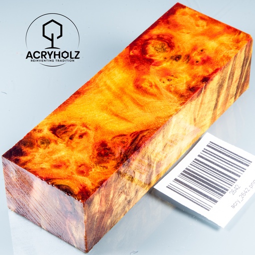 [2642] Loupe de Peuplier Stabilisé Bloc pour Manche | 120x40x30 | ACRYHOLZ | Manche de Couteau 2642