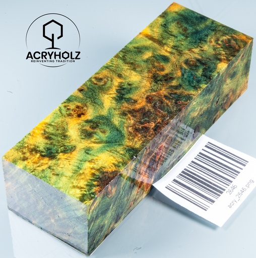 [2646] Loupe de Peuplier Stabilisé Bloc pour Manche | 120x40x30 | ACRYHOLZ | Manche de Couteau 2646