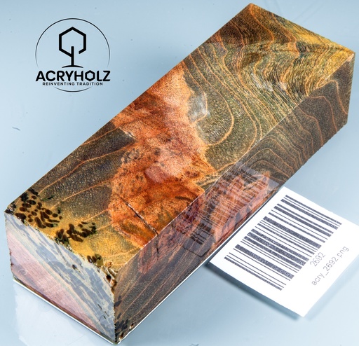 [2692] Pappel Maser stabilisiert Griffblock | 120x40x30| ACRYHOLZ | Messergriff 2692