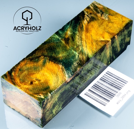 [2694] Poplar Burl Stabilized Handle Block | 120x40x30 | ACRYHOLZ | Knife Handle 2694