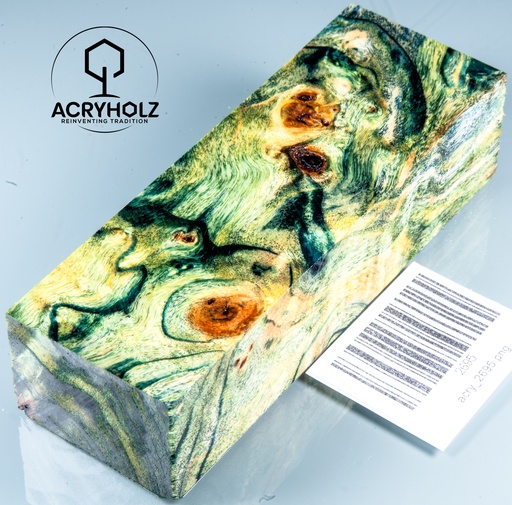 [2695] Pappel Maser stabilisiert Griffblock | 120x40x30| ACRYHOLZ | Messergriff 2695