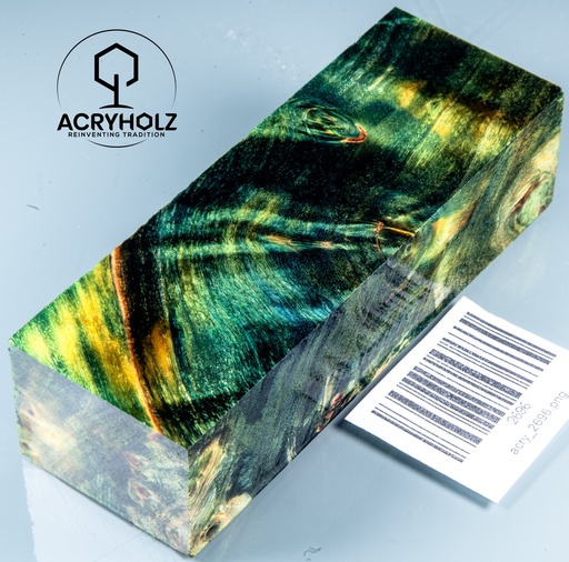 [2696] Poplar Burl Stabilized Handle Block | 120x40x30 | ACRYHOLZ | Knife Handle 2696