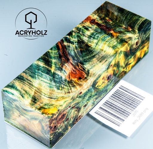[2699] Pappel Maser stabilisiert Griffblock | 120x40x30| ACRYHOLZ | Messergriff 2699