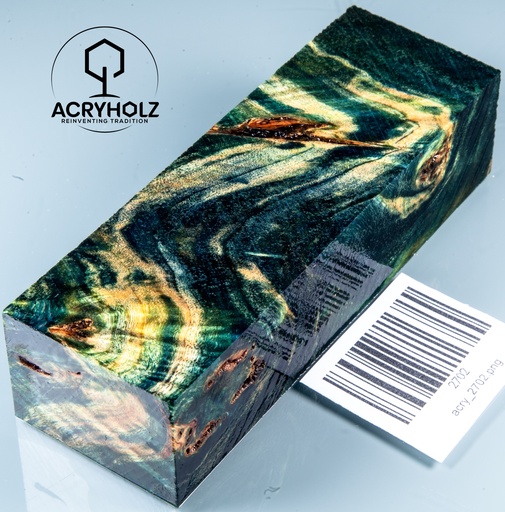 [2702] Pappel Maser stabilisiert Griffblock | 120x40x30| ACRYHOLZ | Messergriff 2702