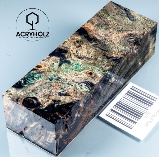 [2708] Pappel Maser stabilisiert Griffblock | 120x40x30| ACRYHOLZ | Messergriff 2708