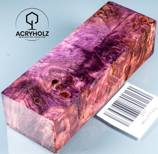 [2717] Poplar Burl Stabilized Handle Block | 120x40x30 | ACRYHOLZ | Knife Handle 2717