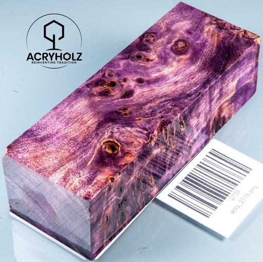 [2719] Loupe de Peuplier Stabilisé Bloc pour Manche | 120x40x30 | ACRYHOLZ | Manche de Couteau 2719