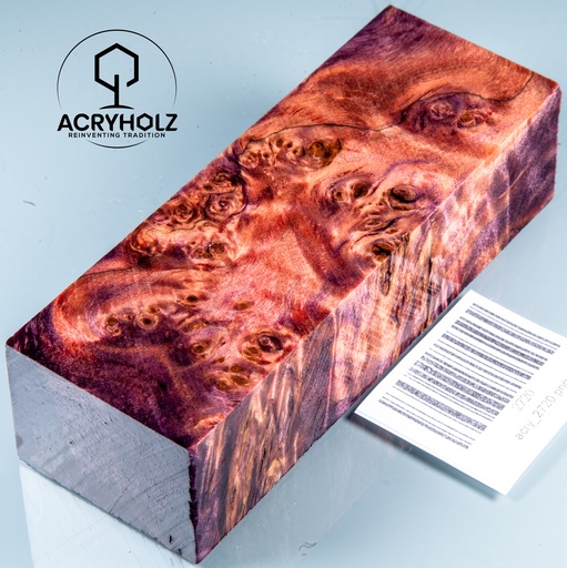 [2720] Pappel Maser stabilisiert Griffblock | 120x40x30| ACRYHOLZ | Messergriff 2720