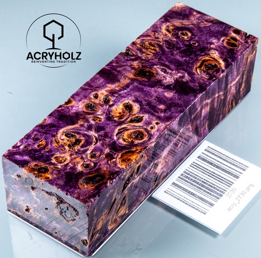 [2730] Pappel Maser stabilisiert Griffblock | 120x40x30| ACRYHOLZ | Messergriff 2730