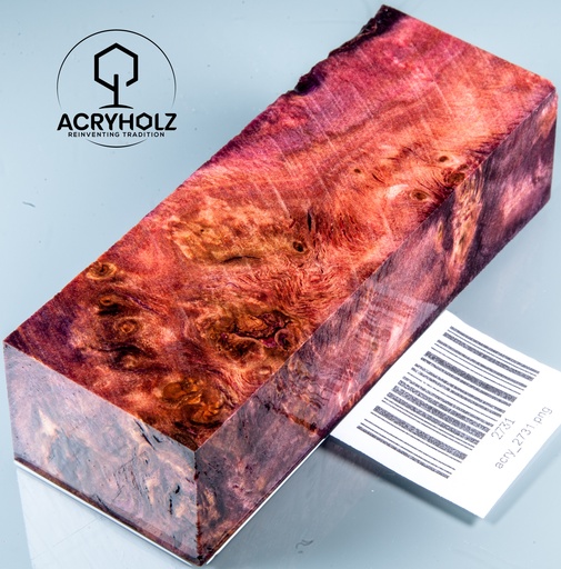 [2731] Loupe de Peuplier Stabilisé Bloc pour Manche | 120x40x30 | ACRYHOLZ | Manche de Couteau 2731
