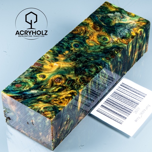 [2689] Kastanie Maser Griffblock stabilisiert | 120x40x30 | acryholz | 2689