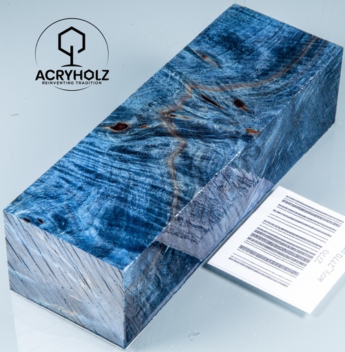 [2770] Kastanie Maserholz | Stabilisiertes Griffholz 120x40x30 Messergriff ACRYHOLZ 2770